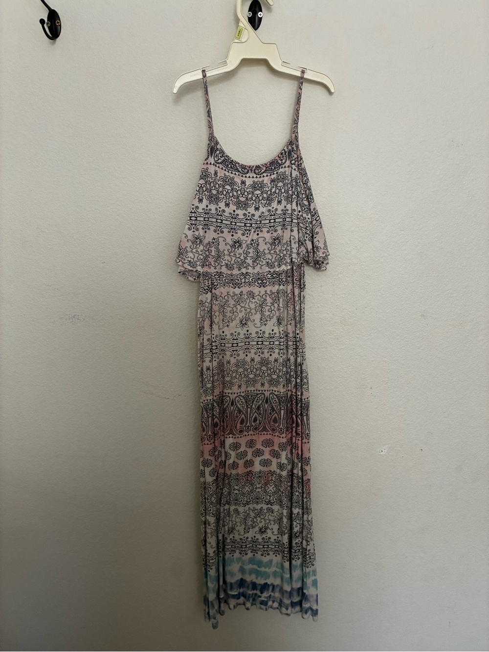 Flowers by Zoe Bohemian Spaghetti-Strap Maxi Dress in Blush and Pale Blue